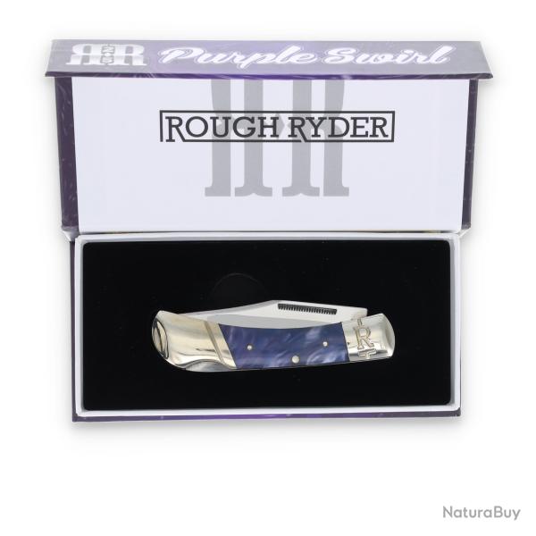 Couteau Pliant Rough Ryder Purple Swirl Lame Acier 440 Manche Polymre Lockback RR2149