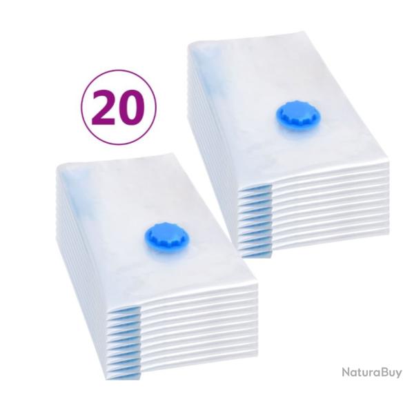 Lot de 20 sacs sous vide transparents et bleus - Plastique r�sistant 60x40 cm pour v�tements