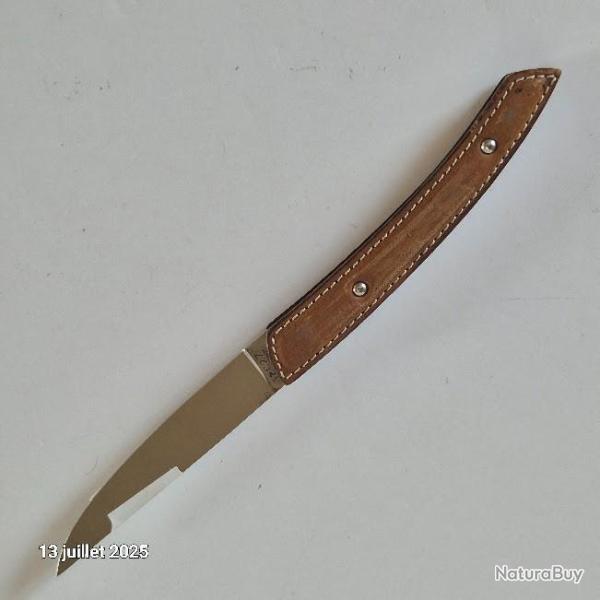 Couteau Le Thiers Robert David , manche en cuir cousu ,  M�canisme: pliant