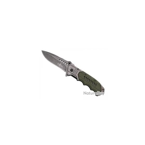 Couteau Third lame � trous acier inox 420 finition stonewashed avec flipper