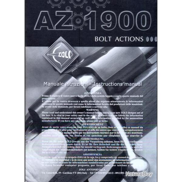 Manuel carabine ZOLI - AZ1900 Bolt Action