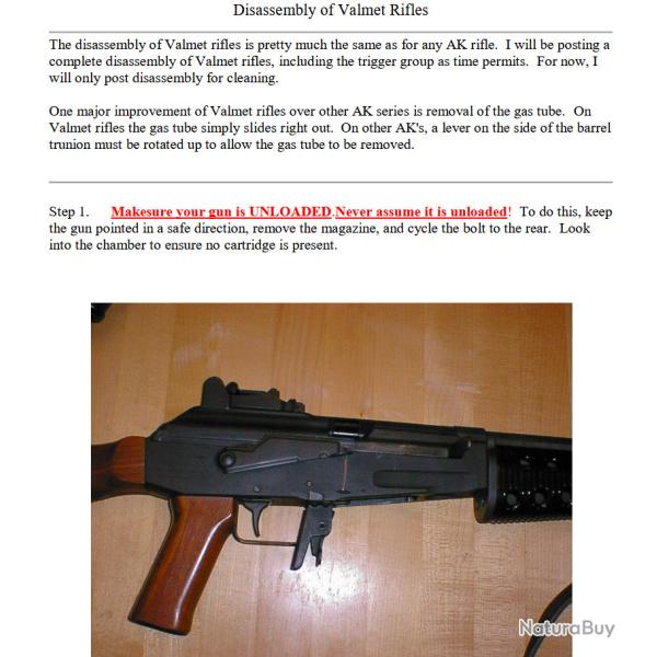Manuel pour carabine VALMET + manuel bloc gachette