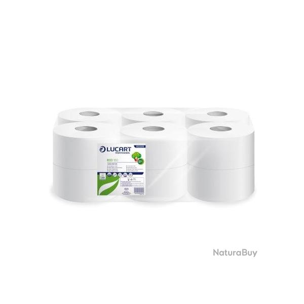 Papier toilette Lucart Jumbo Mini ECO - 180m / Par 12