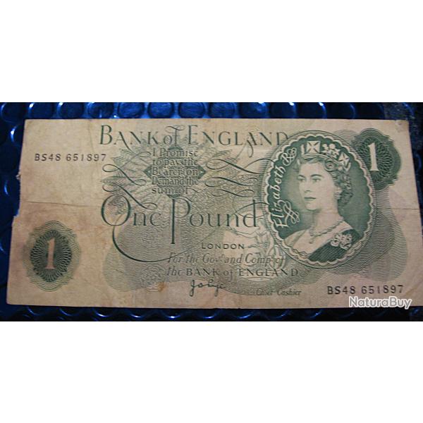 Angleterre billet de 1 one pound  tb Elizabeth II