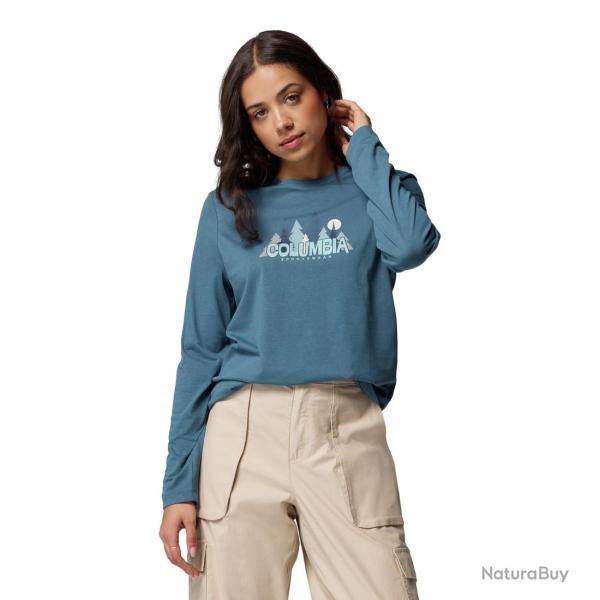 Tee Shirt en Coton Columbia RUBY SPRINGS GRAPHIC LONG SLEEVE TEE Bleu