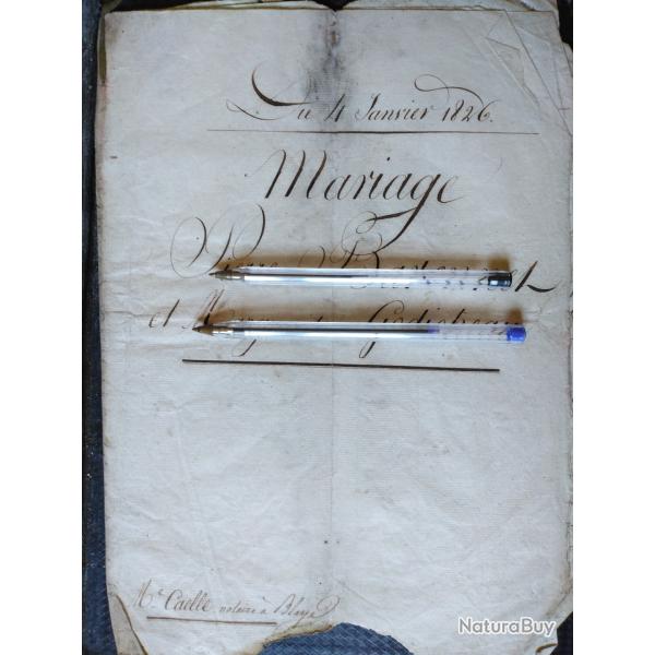 Documents anciens notaire, mariage