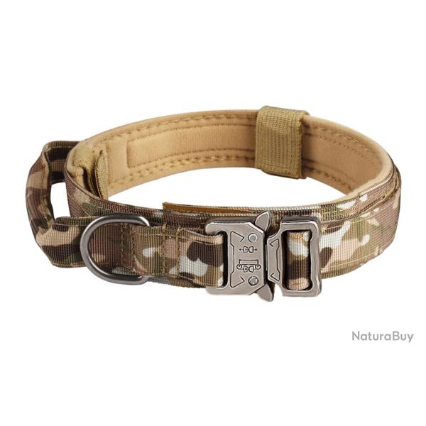 Collier Tactique en Nylon pour Chien - Boucle Mtal Ultra Rsistante - Outdoor - Taille M/L/XL CP