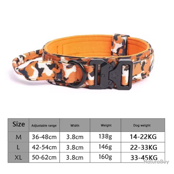 Collier Tactique R�glable + Corde de Traction Ensemble pour Chien Moyen ou Grand Entra�nement
