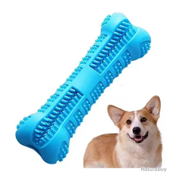 Brosse  Dents en Caoutchouc Souple pour Chien Jouet  Mcher Nettoyant 360 Bleu