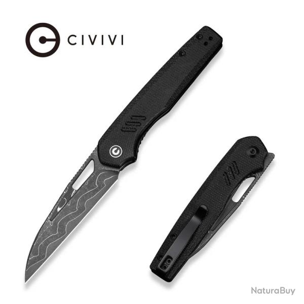 Couteau CIVIVI Guile Black Lame Acier Damas Manche Micarta Liner Lock KIVT C24062BDS1