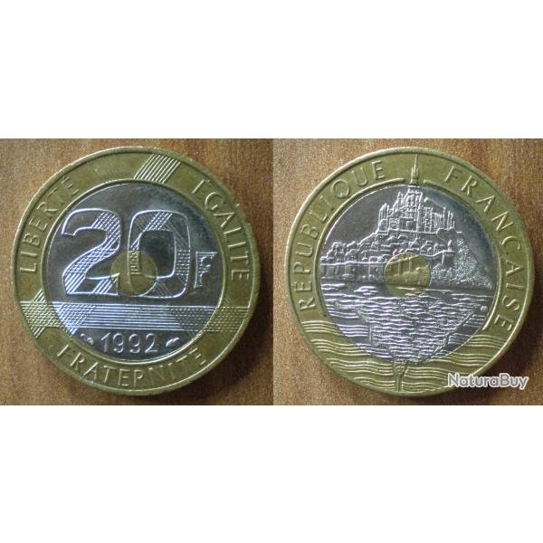 France 20 Francs 1992 Mont Saint Michel V Ferme Piece Frc Frs Frcs