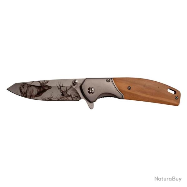 COUTEAU PLIANT LAME CERF +ETUI - 