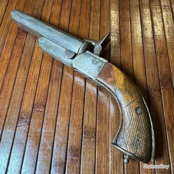 PISTOLET JUXTAPOS�S GROS CALIBRE A BROCHE NAPOL�ON lll DEFENSE CHASSE  V�NERIE