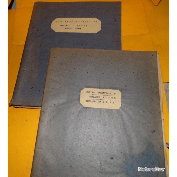 GENDARMERIE : 2 CAHIERS D'INSTRUCTION DU GENDARME BOYER EN 1956   , ETAT VOIR PHOTOS  . POUR TOUT RE