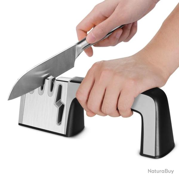 Aff�teur de Couteaux 4-en-1 Pro - Diamant, C�ramique, Tungst�ne - Pour Couteaux & Ciseaux - Promo