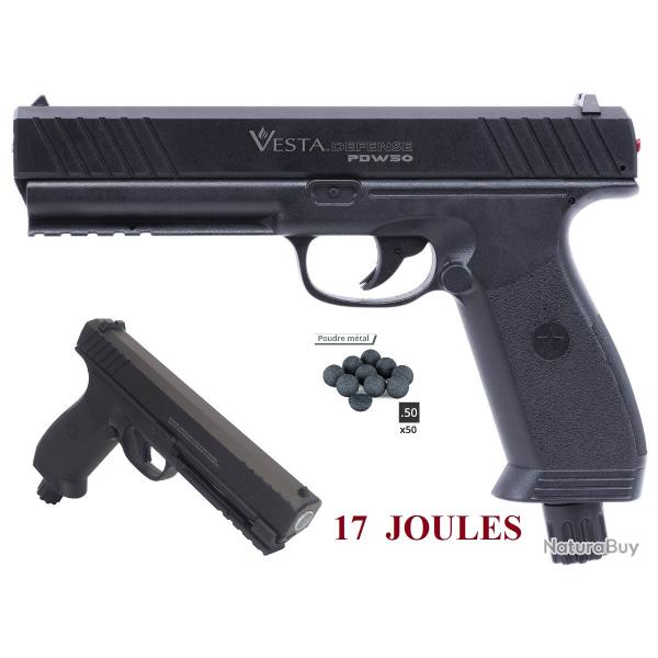 Pistolet VESTA PDW50  semi auto Cal 50 Gen  17 Joules