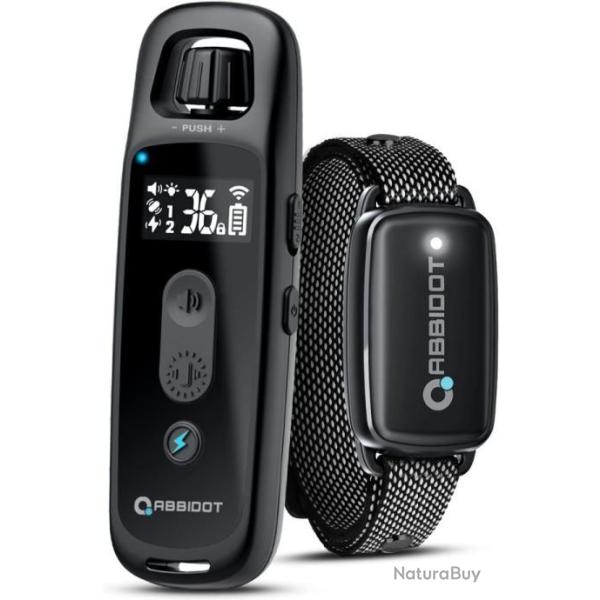 Collier de Dressage Chien Anti-Aboiement Porte 1000m 5 Modes 36 Niveaux tanche IPX7 Noir