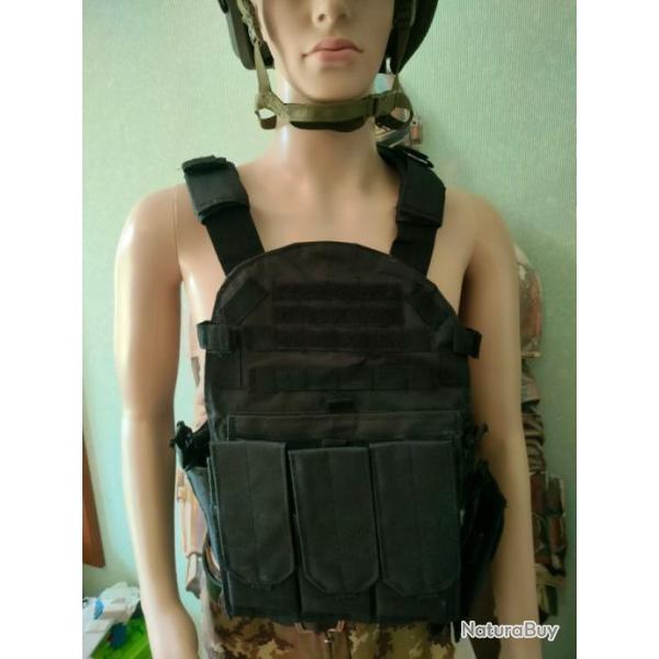 RE25 GILET PARE BALLES TACTIQUE NOIR AVEC PLAQUES BALISTIQUE NIj 4 STAND ALONE