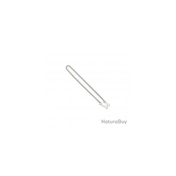 Lot 12 cha�nes gourmette, acier nickel�, � mousqueton et patte Longueur 42cm