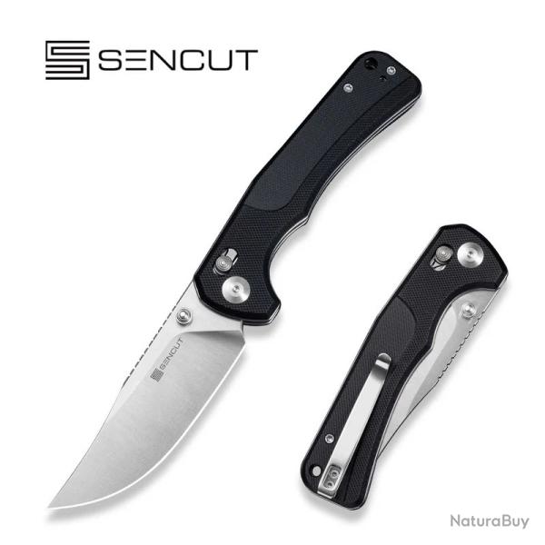 Couteau Sencut Slybolt Lame Acier 9Cr18MoV Manche G10 Noir Bouton Lock Clip S250011
