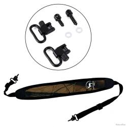 Sangle Fusil 2 Points R&eacute;glable Bretelle Carabine Chasse et &Eacute;merillons Pivotants Nylon Renforc&eacute; Camo