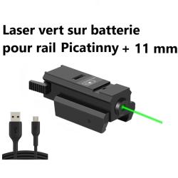 Laser vert rechargeable pour rail picatinny et 11 mm