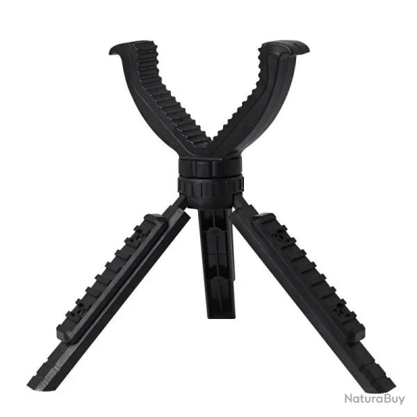 Tr�pied de Chasse Multifonctionnel en ABS Portable Pliable avec T�te V-Yoke Chasse Observation Noir