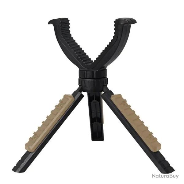 Tr�pied de Chasse Multifonctionnel en ABS Portable Pliable avec T�te V-Yoke Chasse Observation Kaki