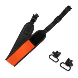 Sangle de Fusil Rembourr&eacute;e N&eacute;opr&egrave;ne &Eacute;tanche R&eacute;glable 2 &Eacute;merillons Acier Antid&eacute;rapante Chasse Orange