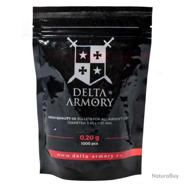 Billes Airsoft 0.20gr Blanche - Delta Armory - Sac 1000 billes