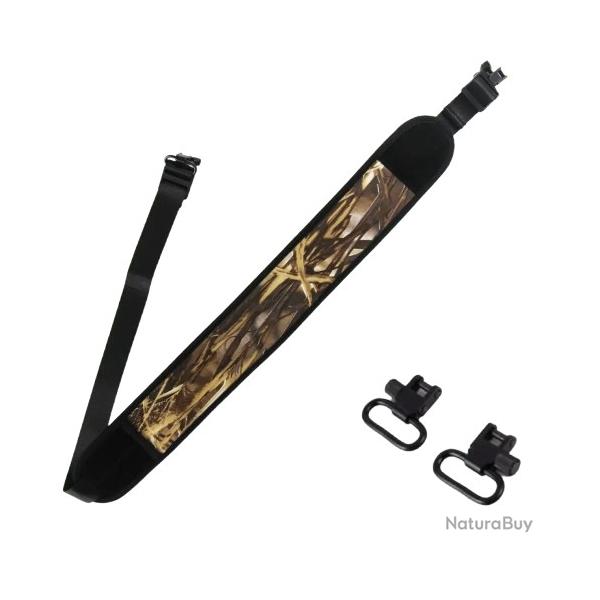 Sangle d'�paule Rembourr�e �tanche pour Fusil Accessoire de Chasse avec 2 �merillons R�glable Camo