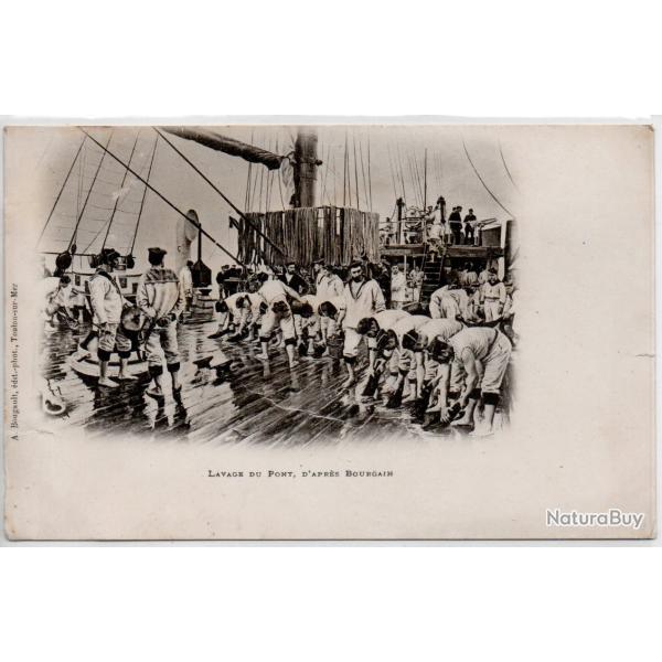 CPA - Marine Militaire - Lavage du pont d'apr�s Bourgain  N�3908
