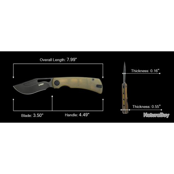 Couteau Kubey Gurkha Lame  Acier 14C28N Manche Ultem Liner Lock KIVT KUB397D