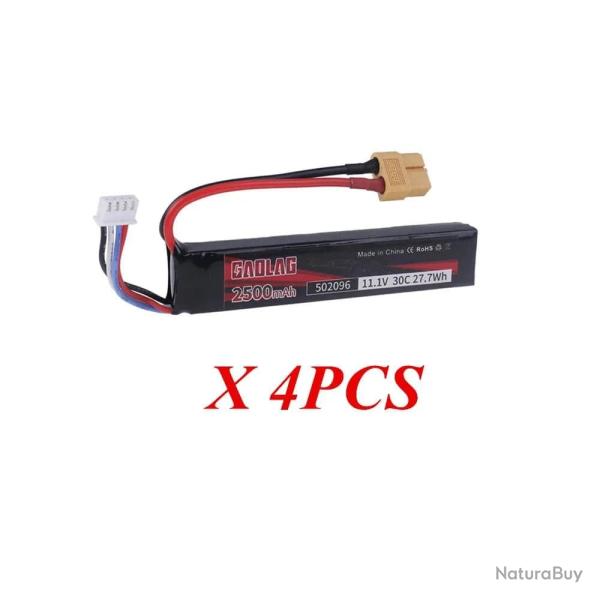 Batterie LiPo 502096 11,1 V 3S 2500 mAh 30 C - 4pcs XT60