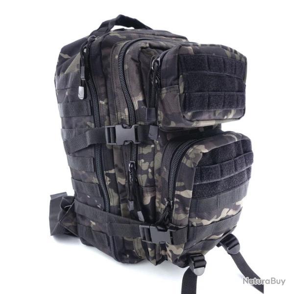 Sac à Dos Tactique 30 L – Camouflage, Grand Compartiment Pour PC 16", Système Molle – Rando, Camping, Voyage