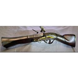 Pistolet tromblon &agrave; silex de cavalerie "pour l'orient " avec son pulverin Ottoman.