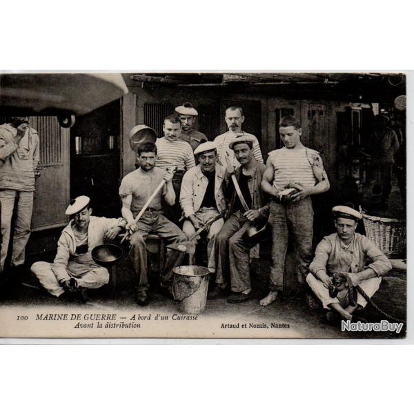 CPA -MARINE GUERRE - A bord d'un Cuirasse Avant la distribution  N�3918