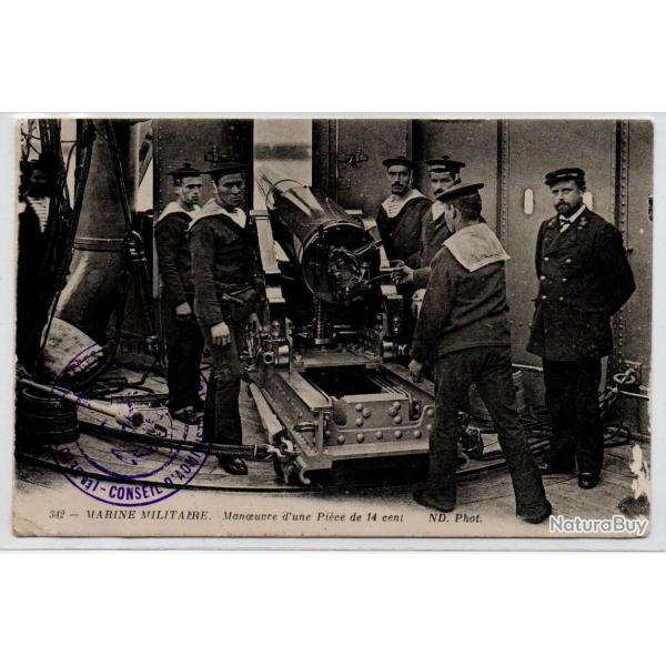 CPA -Marine Militaire - Manoeuvre dune Pi�ce de 14 cent  N�3919