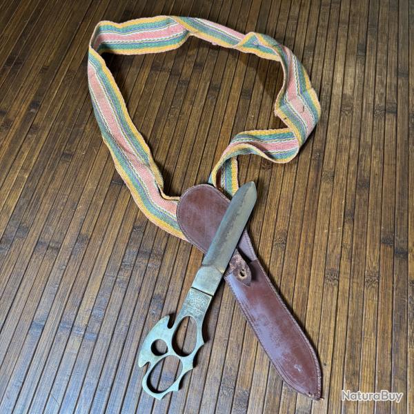 RARE COUTEAU KNUCKLEDUSTER COMMANDOS DU MOYEN ORIENT BRITANNIQUE WW1 CADEAU DIPLOMATIQUE AU PRINCE