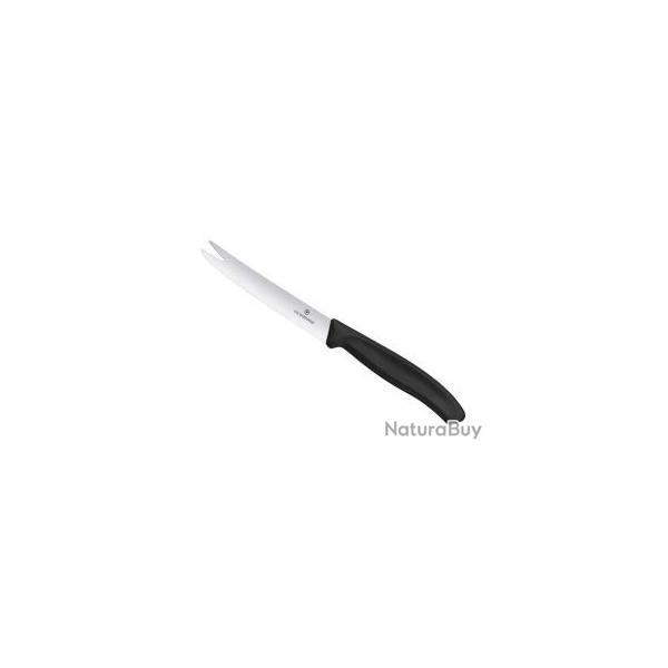 Couteau Victorinox  fromage/saucisson, lame crante 2 pointes 11 cm inox, manche polypropylne noir