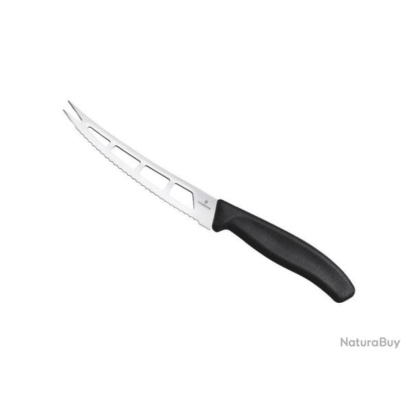 Couteau beurre/fromage Victorinox lame ajoure et crante 2 pointes 13 cm inox, manche noir