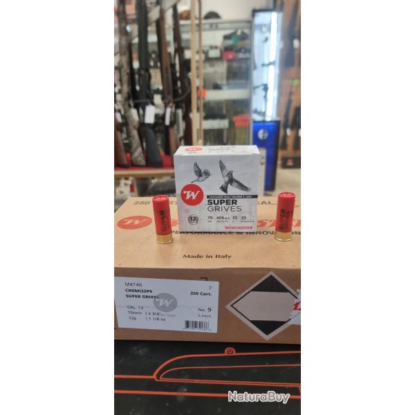 250 cartouches Winchester super grives cal 12 en 32gr