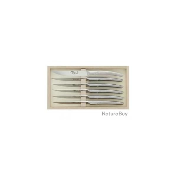 Coffret 6 couteaux table Le Thiers par GOYON-CHAZEAU monobloc 23 cm, forgs  chaud, acier X46CR13,