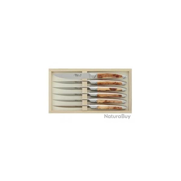 Coffret 6 couteaux table Le Thiers   Avantage  23 cm forgs  chaud acier X46CR13 manche genvrier