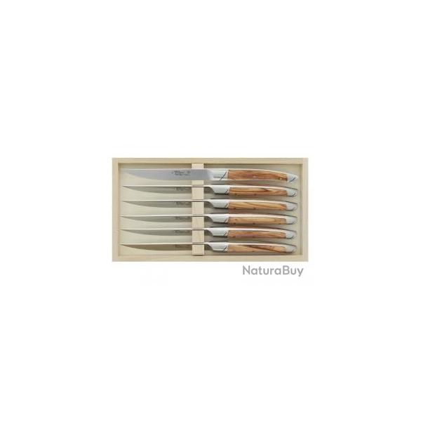 Coffret 6 couteaux table Le Thiers   Avantage  23 cm forgs  chaud acier X46CR13 manche olivier