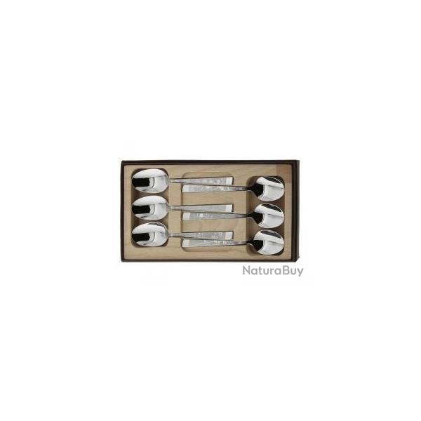 Coffret 6 cuillres  caf Le Thiers par ROGER ORFEVRE 15cm Dcor Natura tout inox