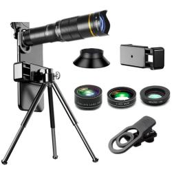 Monoculaire 32X HD Longue Port&eacute;e Tr&eacute;pied et Support Smartphone Observation Chasse Nature Randonn&eacute;e