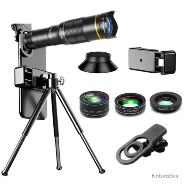T�lescope Monoculaire Zoom 32X HD 4K Professionnel avec Tr�pied Objectif T�l�photo pour Smartphone
