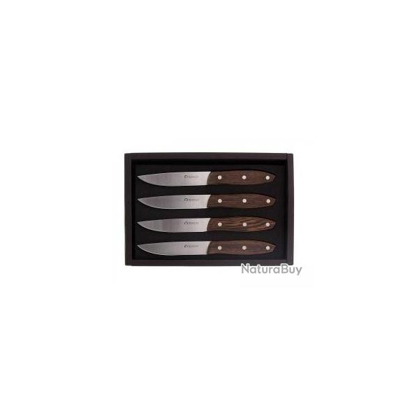 Coffret 4 couteaux steak Maserin  STAKNI , 22 cm, lame lisse acier inox 1.4116, manche weng.