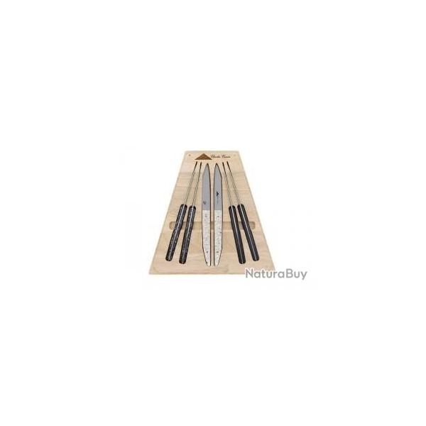 Coffret 6 couteaux de table Charles Canon, 23 cm , lame acier 12C27 mat, manche assortis